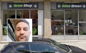 Il negozio Eden Green e nel riquadro Flavio Fedele