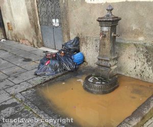 Rifiuti davanti palazzo Gallo a Bagnaia
