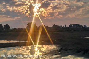 L'alba riflessa in una pozza di acqua piovana