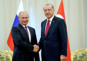 Il presidente russo Vladimir Putin e il presidente turco Recep Tayyip Erdogan