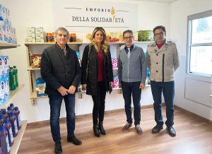 Tarquinia – Il consigliere comunale Sandro Celli, l'assessora regionale Alessandra Troncarelli, il presidente di Semi di Pace Luca Bondi e il candidato presidente all’università Agraria Maurizio Leoncelli