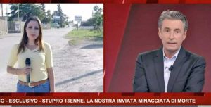 Cerignola - La giornalista minacciata Nicole Di Giulio in collegamento con il programma "Ora 24" di Rai 2