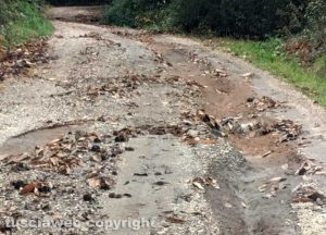 Capranica - La strada dissestata in località castagni dell' Ospedale 1