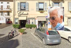 Vetralla - Il negozio Calmanti - Nel riquadro: Mario Calmanti