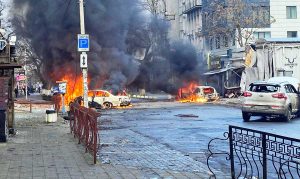 Il bombardamento russo su Kherson (Fonte: profilo Facebook di Volodymyr Zelensky)