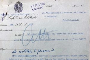 La lettera scritta da Ubaldo Rottoli, capo della provincia di Viterbo, nel 1944