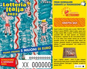 Un biglietto della Lotteria Italia 2022