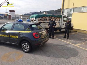 Latina - Guardia di Finanza - Il carico di legna sottoposto a sequestro