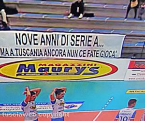 Tuscania Volley - Lo striscione di protesta