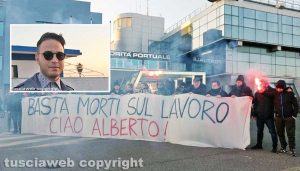 Civitavecchia - La manifestazione al porto per la morte del giovane operaio Alberto Motta