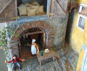 Dettaglio del presepe artistico in palio alla lotteria del baseball