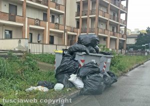 Viterbo - Rifiuti abbandonati in Largo Sibilla Aleramo