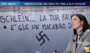 Elly Schlein ospite a Otto e mezzo - La scritta apparsa a Viterbo