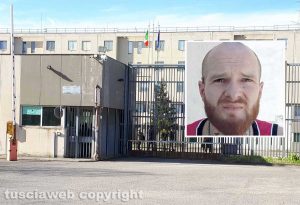 Il carcere di Mammagialla e nel riquadro Dorin Cosmin Tebuie