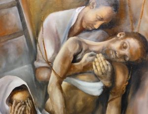 Un particolare della "Deposizione" di Alvaro Ricci