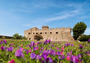 Il castello di Santa Severa con i fiori della primavera