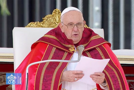 Roma - Papa Francesco in pizza San Pietro per la messa della domenica delle Palme