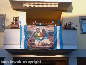 Viterbo - Bandiera scudetto del Napoli