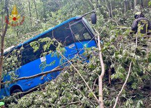 Massa Carrara - Scuolabus con 20 bambini a bordo finisce fuori strada