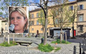 Viterbo - Piazza San Faustino - Nel riquadro: Irene Temperini