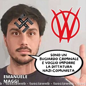 Il meme no vax contro il sindaco di Bassano Romano Emanuele Maggi