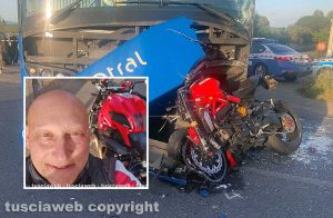 Viterbo - Mortale sulla Cassia nord - Nel riquadro Luca Misantoni