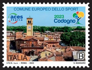 Il francobollo di Codogno, il comune europeo dello sport