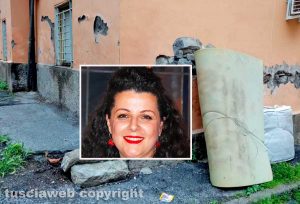 Viterbo - Via Santa Maria in Volturno - Un materasso abbandonato da una settimana - Nel riquadro la sindaca Chiara Frontini