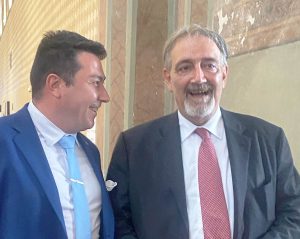 Il consigliere comunale di Arlena di Castro Piero Palozzi e il presidente della Regione Lazio Francesco Rocca