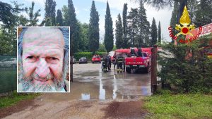Uomo scomparso a Latera - I vigili del fuoco in azione - Nel riquadro Antonio Mari