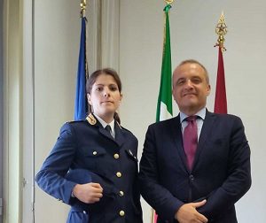 Viterbo - Flaminia Donnini col questore Vinci