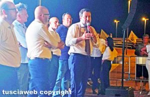 Civitavecchia – Matteo Salvini sul palco con Ernesto Tedesco