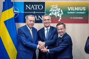 Vilnius - Recep Tayyip Erdogan, Jens Stoltenberg e Ulf Kristersson