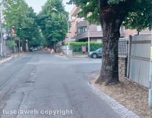 Viterbo - Strisce pedonali mancanti in via Santa Maria Della Grotticella, angolo Gioacchino Rossini