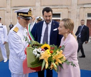 Giorgia Meloni e Matteo Salvini a Civitavecchia