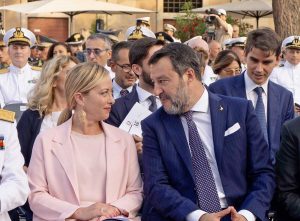 Giorgia Meloni e Matteo Salvini a Civitavecchia