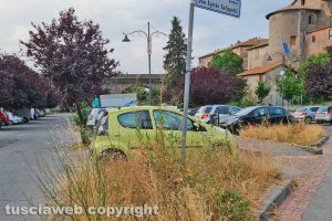 Viterbo - Incuria nel parcheggio sotto Villa Lante