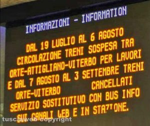 Trasporti - L'annuncio della cancellazione dei treni tra Orte e Viterbo