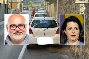 Viterbo - Alcune delle auto multate - Nei riquadri: Stefano Polacchi e Chiara Frontini