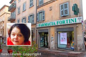 Viterbo - La farmacia Fortini in via Cairoli - Nel riquadro Stefania Fortini