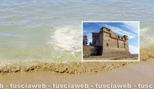 Santa Severa - Gli sversamenti in mare - Nel riquadro il castello