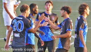 L'esultanza dei giocatori del Civitavecchia