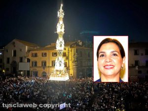 Viterbo - Santa Rosa 2023 - Gloria a piazza del Comune - Nel riquadro: l’ambasciatrice colombiana Ligia Margarita Quessep
