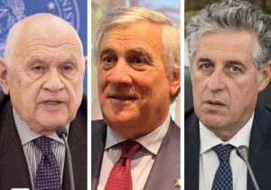 Da sinistra: Carlo Nordio, Antonio Tajani, Nino Di Matteo