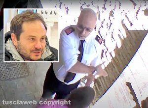 Castiglione in Teverina - Lo schiaffo del maresciallo ripreso dalla telecamera - Nel riquadro il sindaco Leonardo Zannini