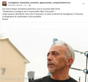 Castiglione in Teverina - Al via raccolta firme pro maresciallo Fabio Ceccarelli