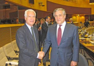 Sandrino Aquilano con Antonio Tajani a Bruxelles