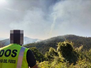 Bosco in fiamme a Canepina