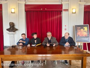Viterbo - Presentazione della mostra I Sebastiani - Da sinistra Antonello Ricci, Sabrina Manfredi, Alfonso Antoniozzi e Massimo Giacci
