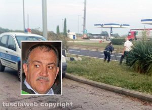 Autovelox nascosto Trasversale tra Viterbo e Orte - Nel riquadro il sindaco di Vitorchiano Ruggero Grassotti